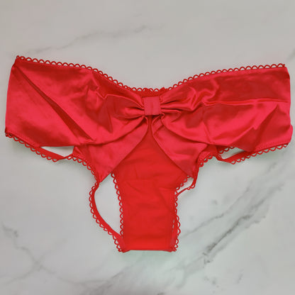 Very Sexy Satin Bow Cutout Back Open Cheeky Panty