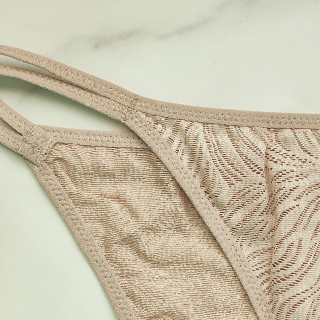 Sheer Marquisette Lace High Leg Tanga Panty