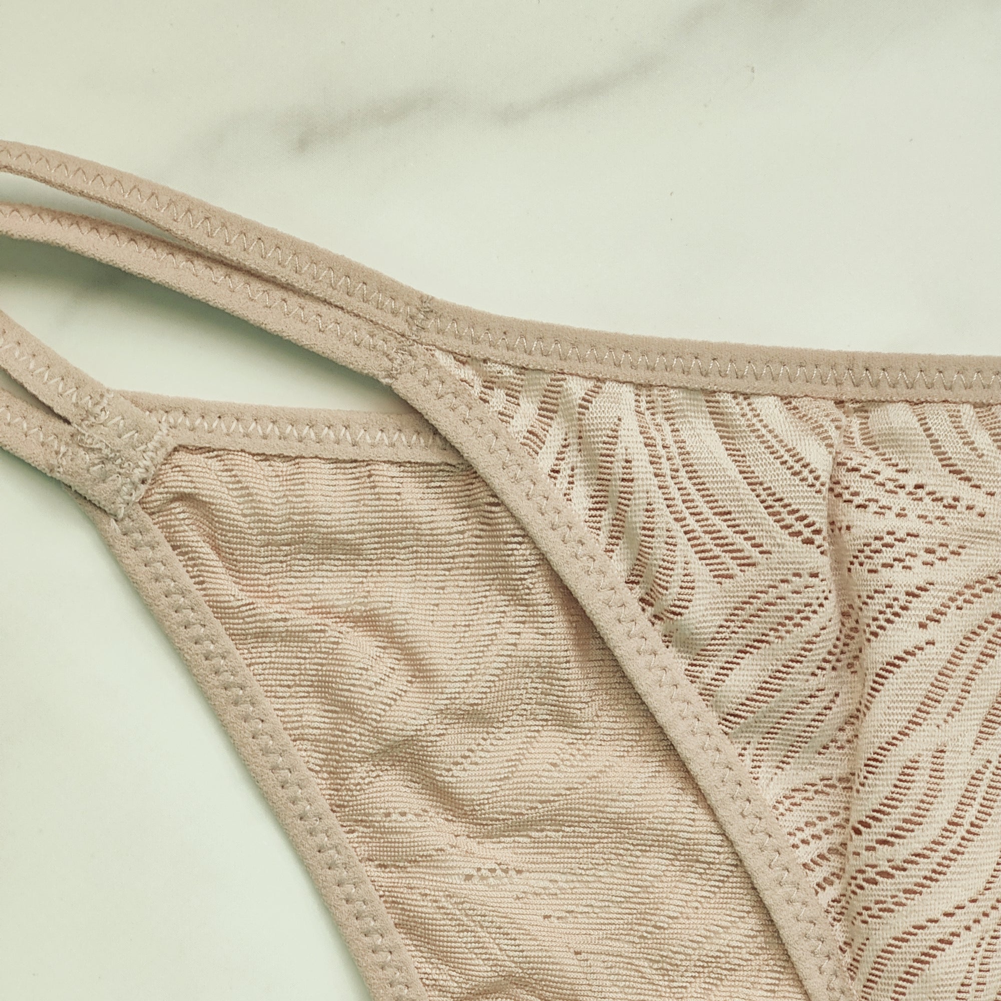 Sheer Marquisette Lace High Leg Tanga Panty