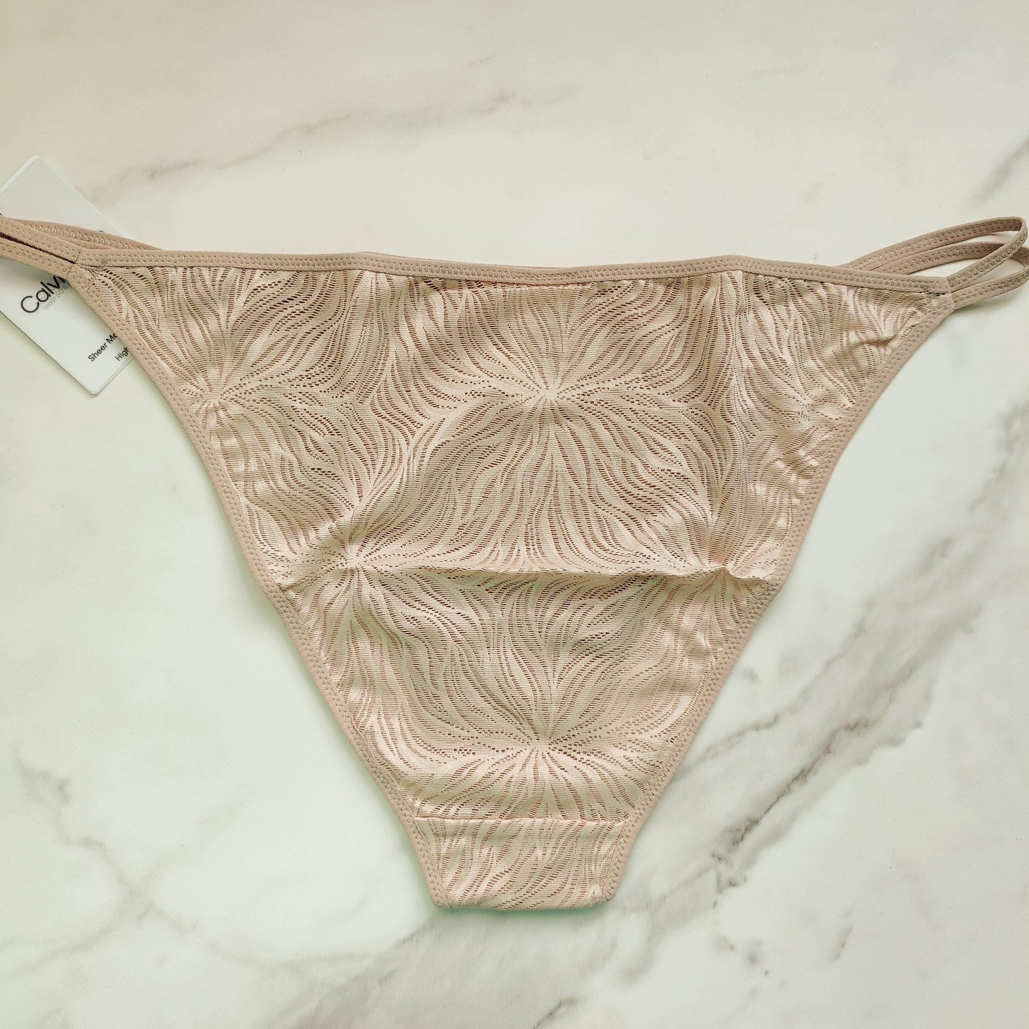 Sheer Marquisette Lace High Leg Tanga Panty