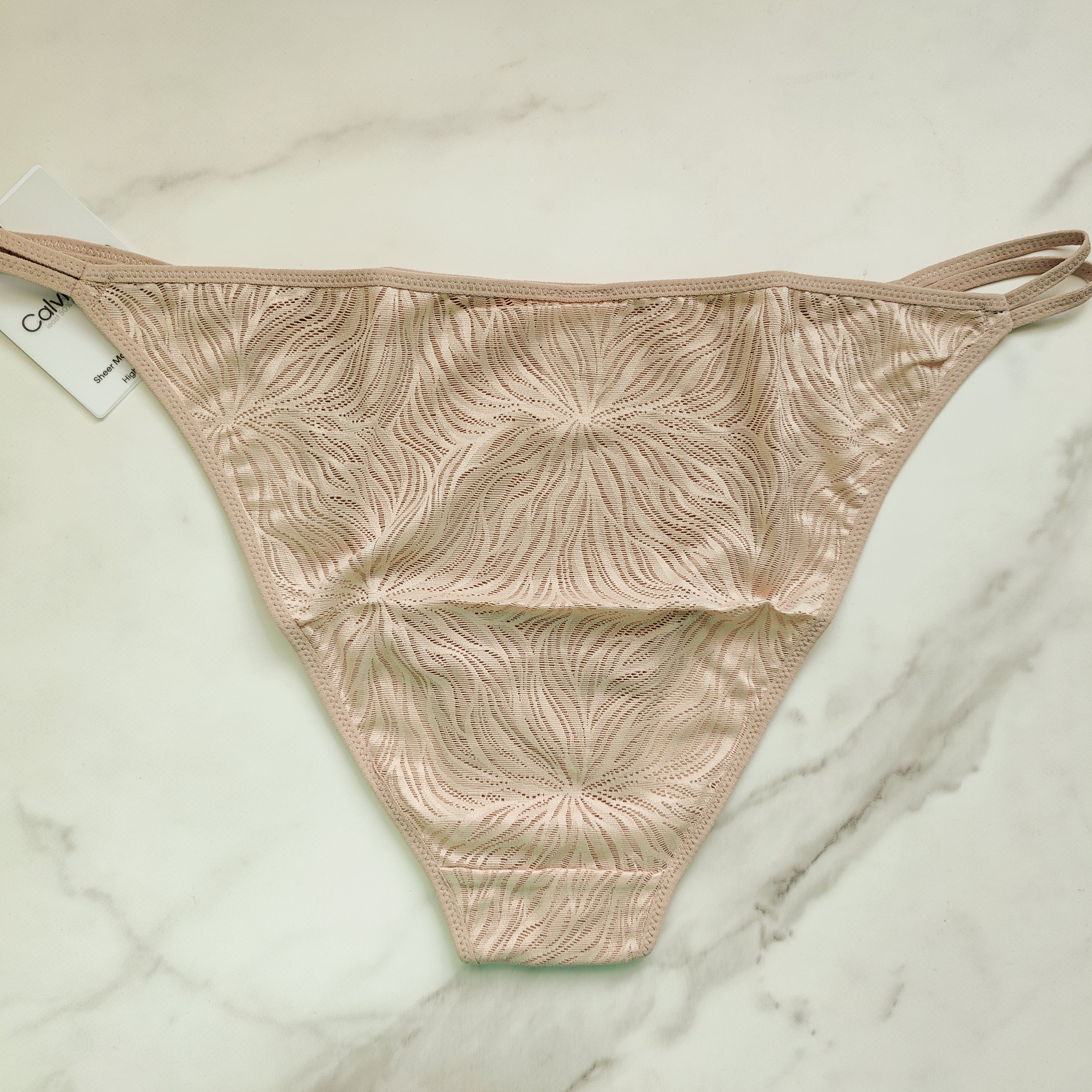 Sheer Marquisette Lace High Leg Tanga Panty