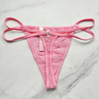 Flocked Mesh Floral Thong Panty