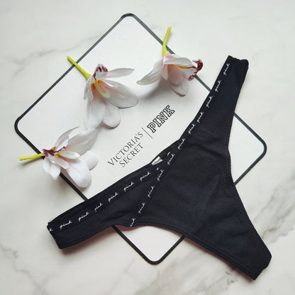 Rib Logo Cotton Thong Panty