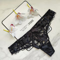 Victoria's Secret  Very Sexy Ziggy Glam Satin Floral Embroidered Thong Panty 