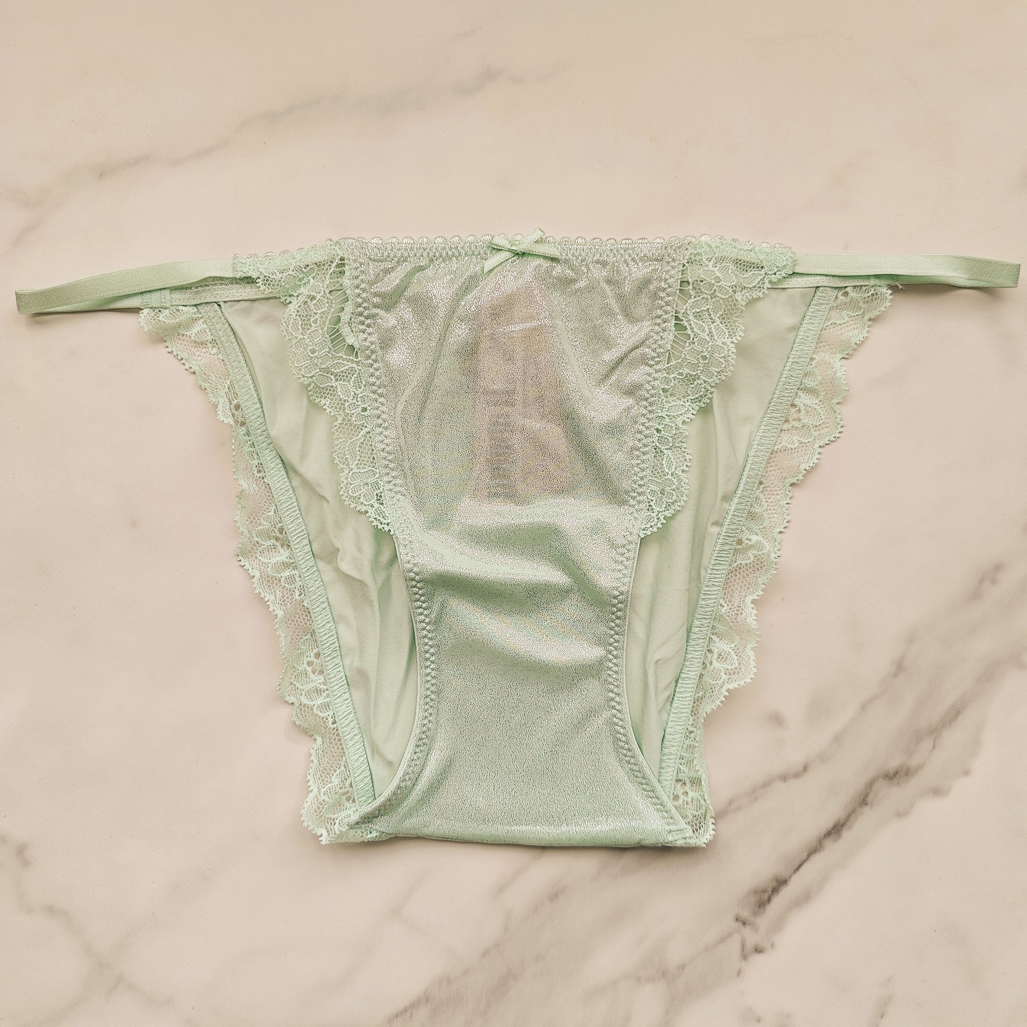 Dream Angels Lace-Trim Smooth Shimmer String Bikini Panty