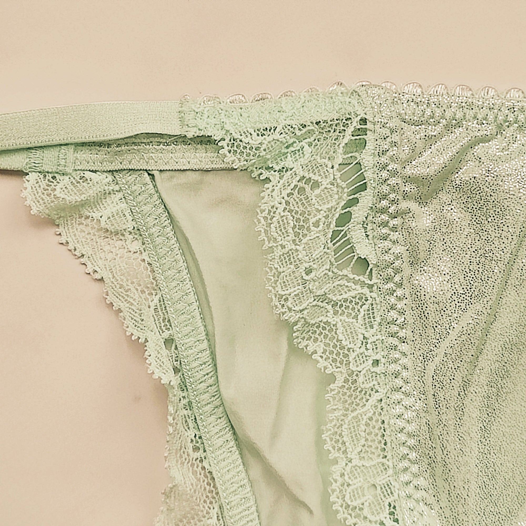 Dream Angels Lace-Trim Smooth Shimmer String Bikini Panty