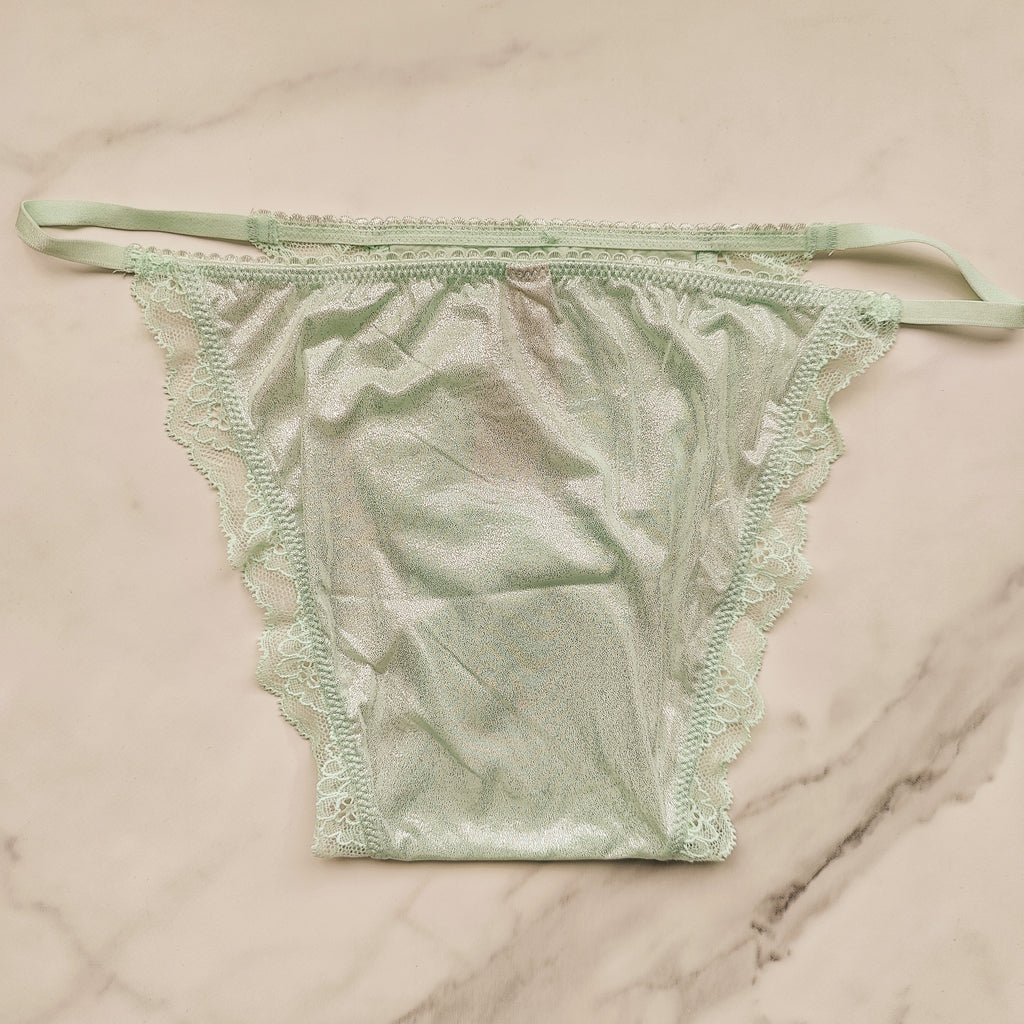 Dream Angels Lace-Trim Smooth Shimmer String Bikini Panty