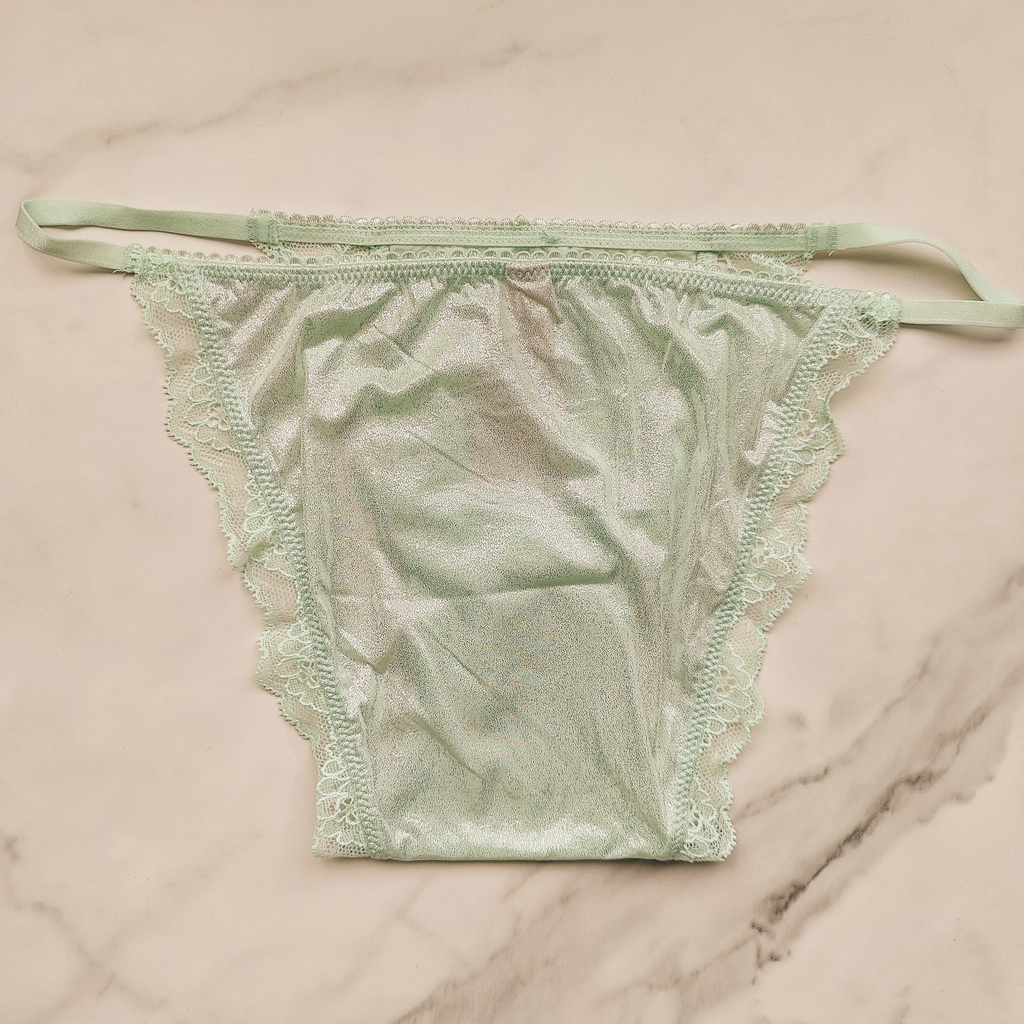 Dream Angels Lace-Trim Smooth Shimmer String Bikini Panty