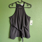 Women's Tie-Front Keyhole Halter Top