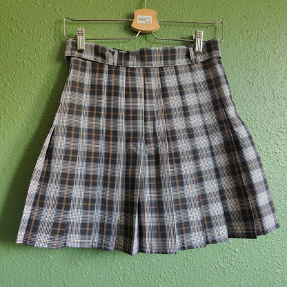 Plaid Pleated High Waisted Skort