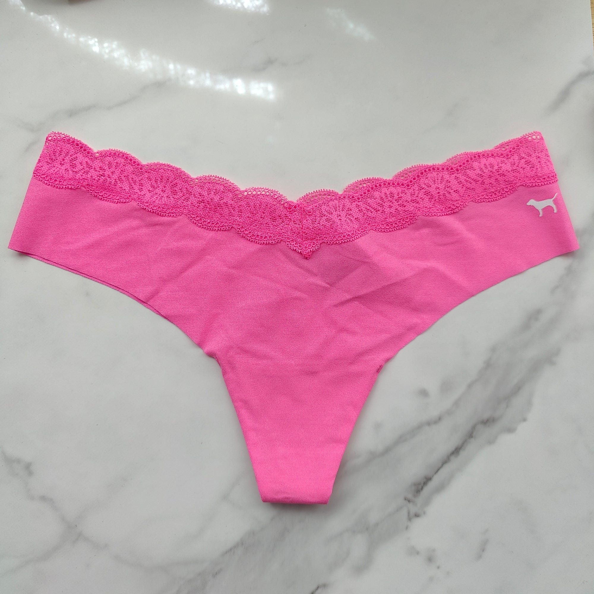 Lace Waistband No-Show Thong Panty
