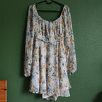 Floral Pleated Long Sleeve Dress