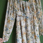 Floral Pleated Long Sleeve Dress