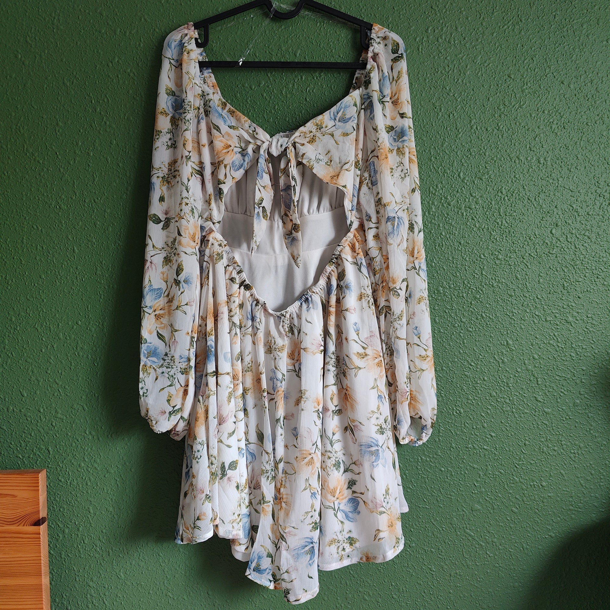 Floral Pleated Long Sleeve Dress