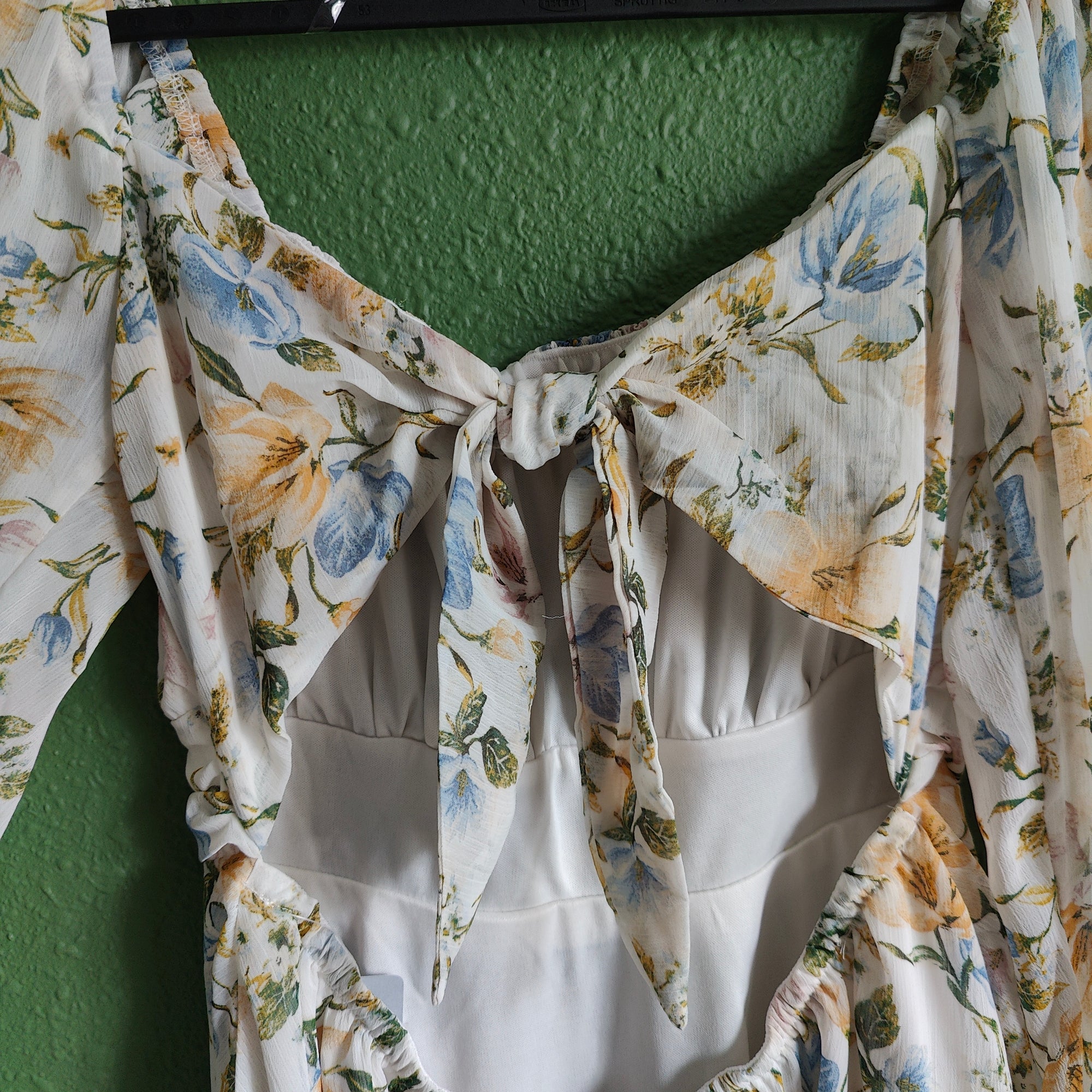 Floral Pleated Long Sleeve Dress