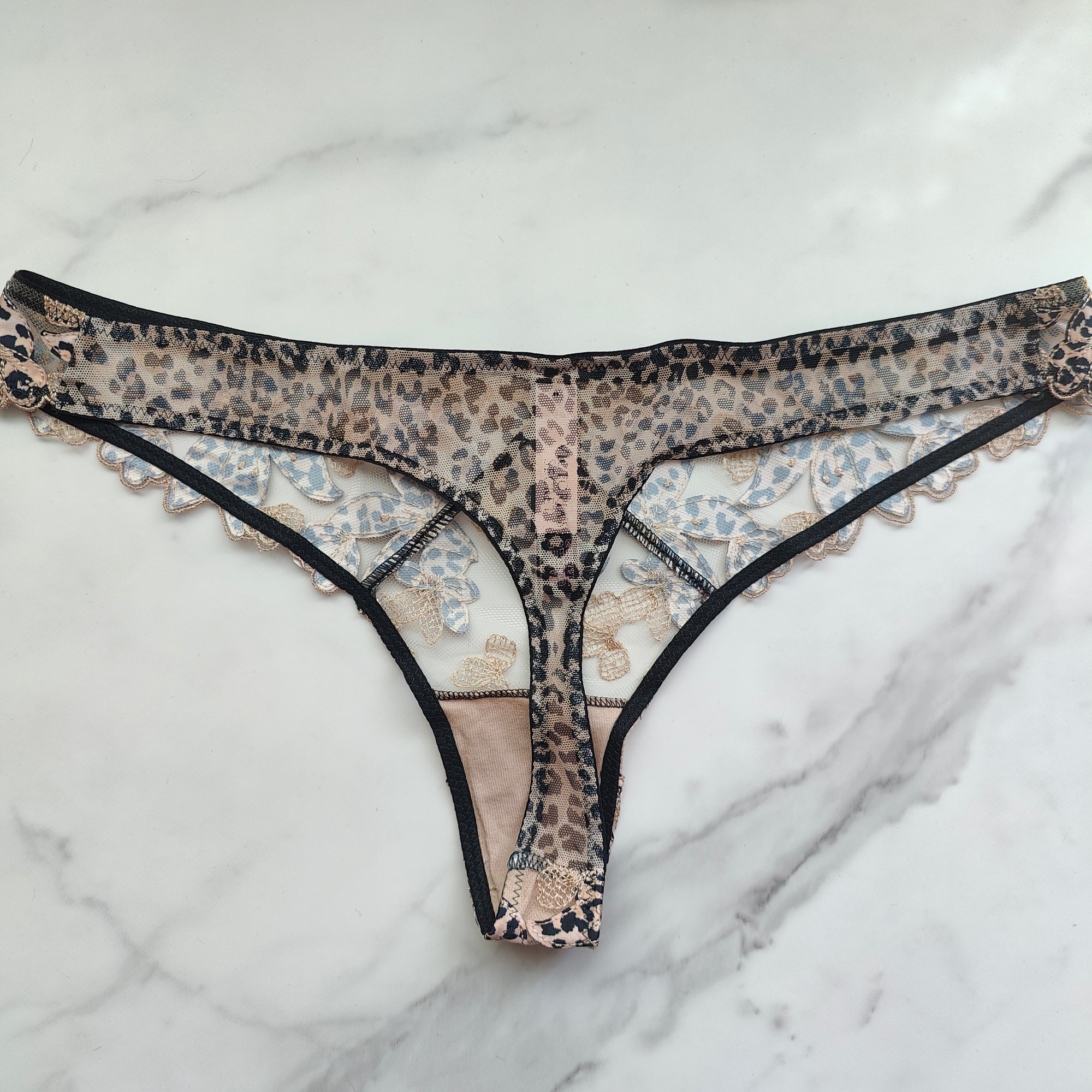 Very Sexy Mesh Floral Embroidered Thong Panty