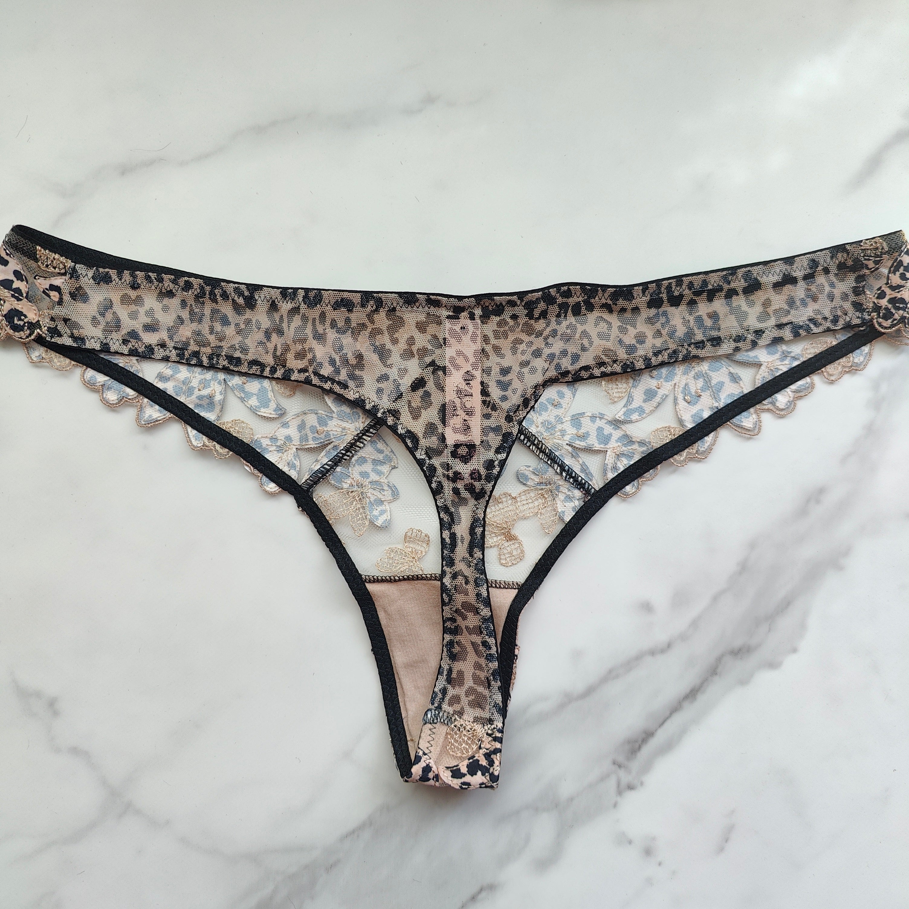 Very Sexy Mesh Floral Embroidered Thong Panty