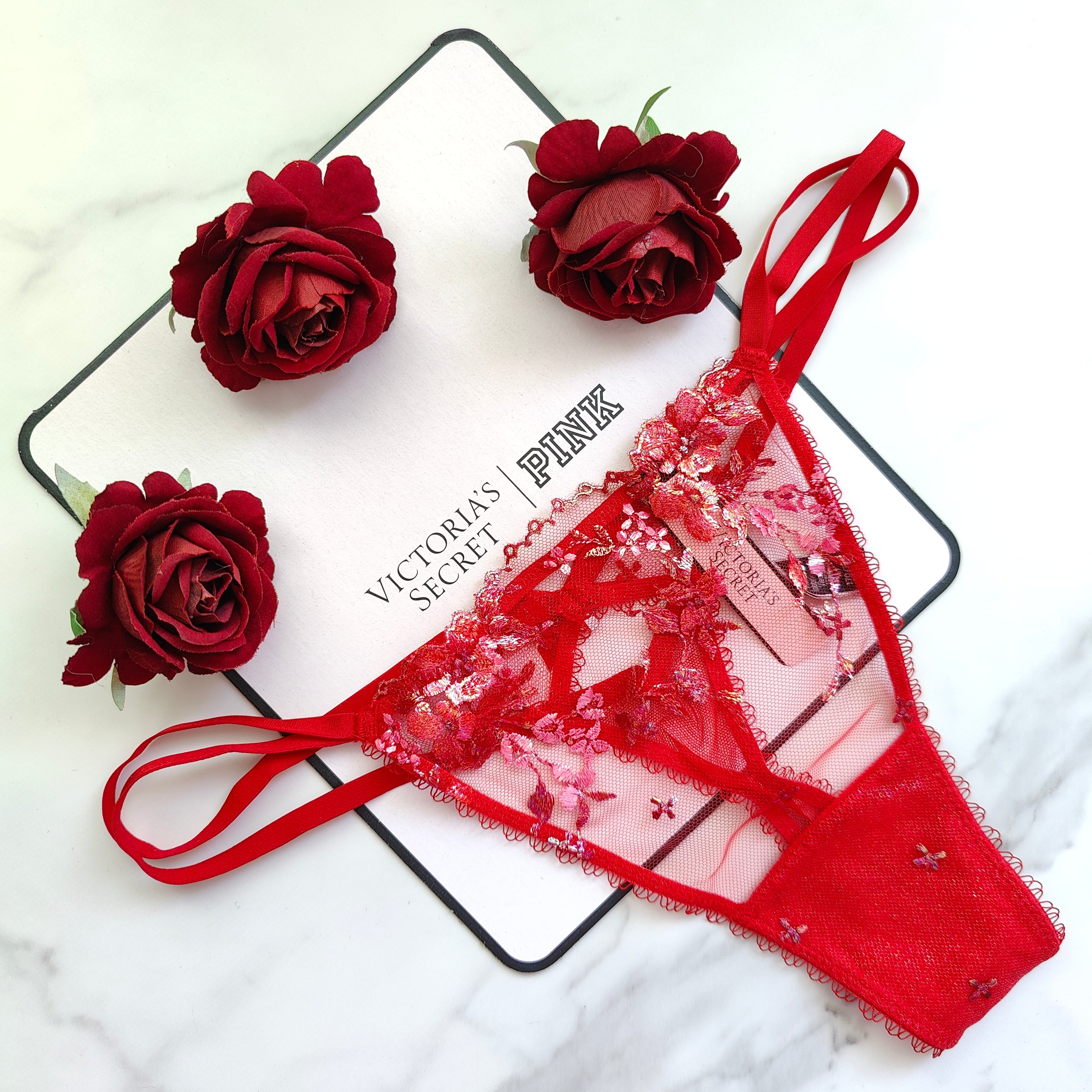 Very Sexy Floral Embroidery Thong Panty