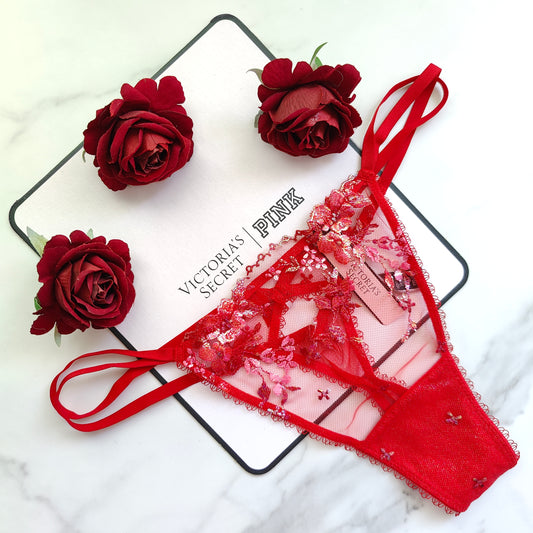 Very Sexy Floral Embroidery Thong Panty