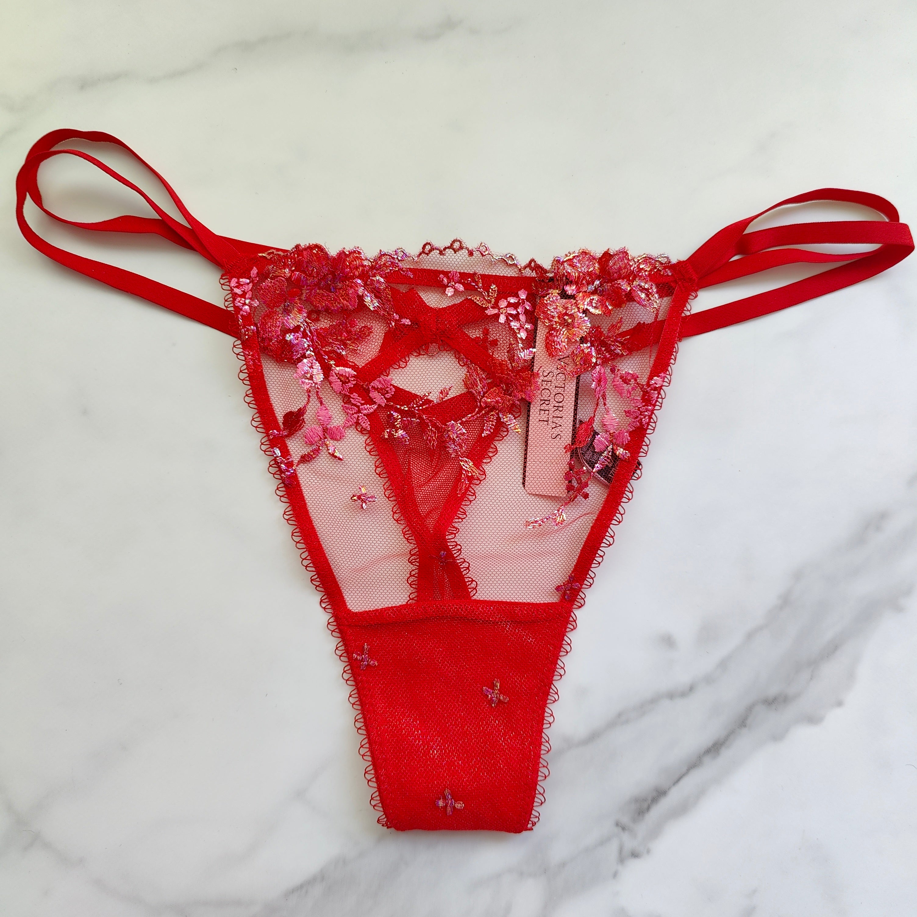 Very Sexy Floral Embroidery Thong Panty