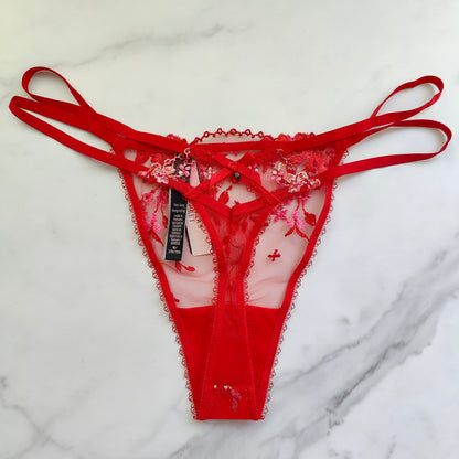 Very Sexy Floral Embroidery Thong Panty