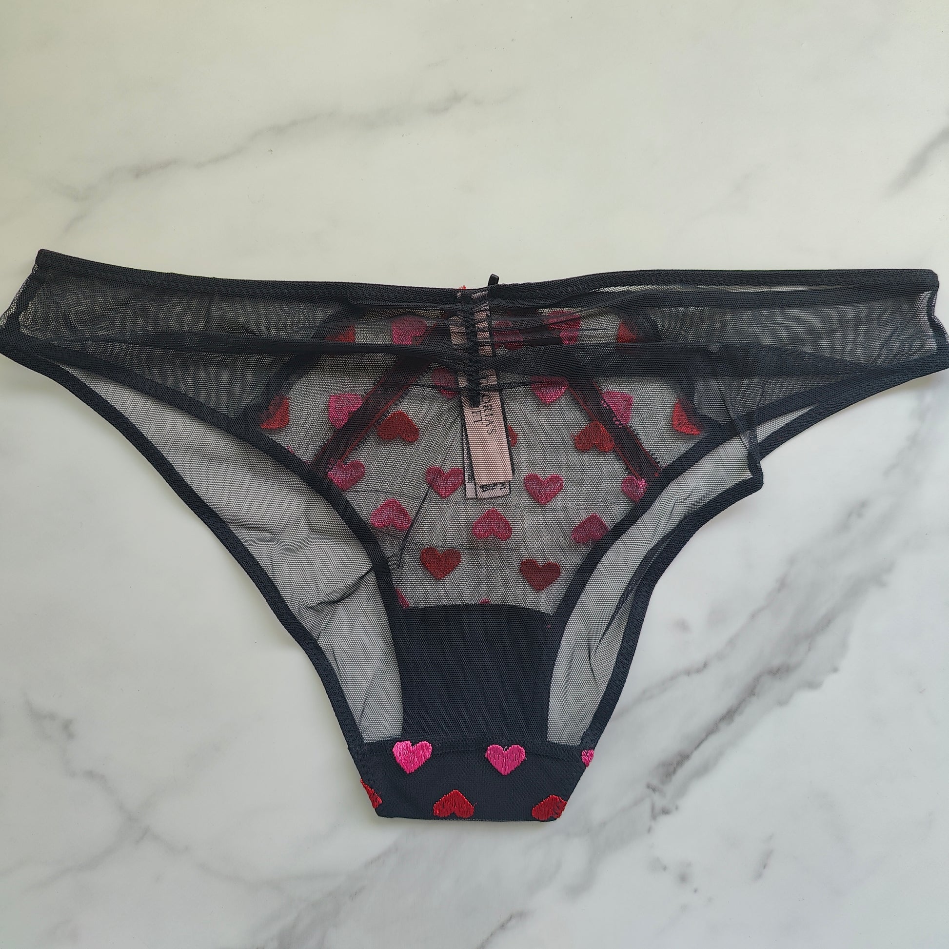 Mesh Cheeky with Heart Embroideries