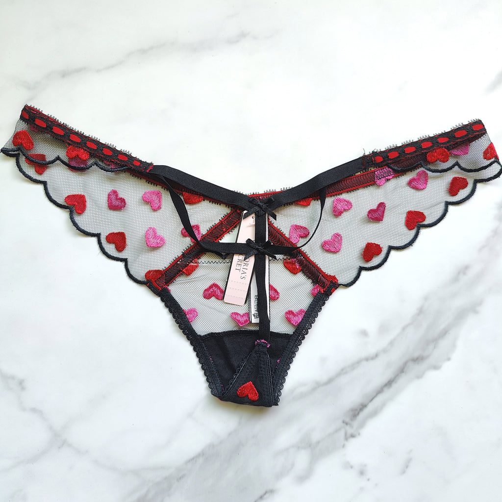 Victoria's Secret  Dream Angels Heart Embroidery V-String Panty 