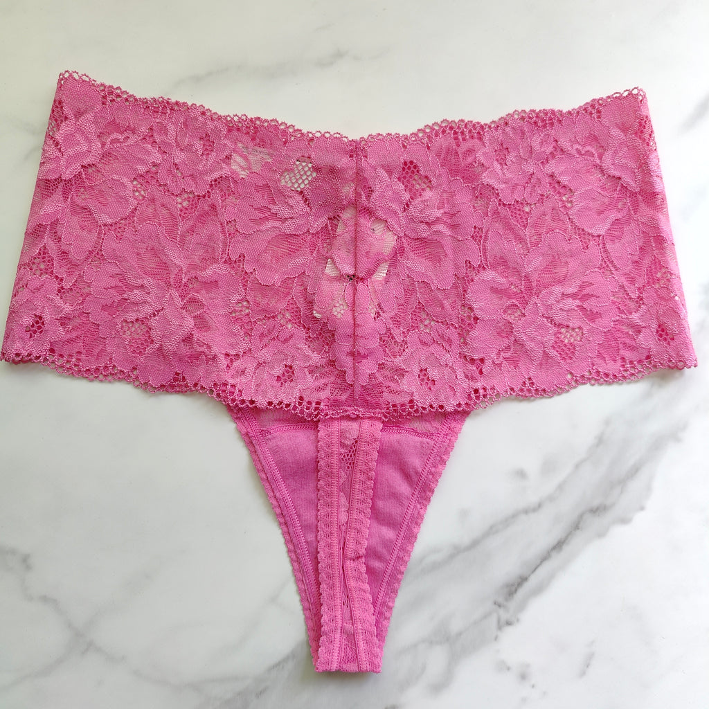 Embraceable Signature All-Over Lace Retro Thong Panty