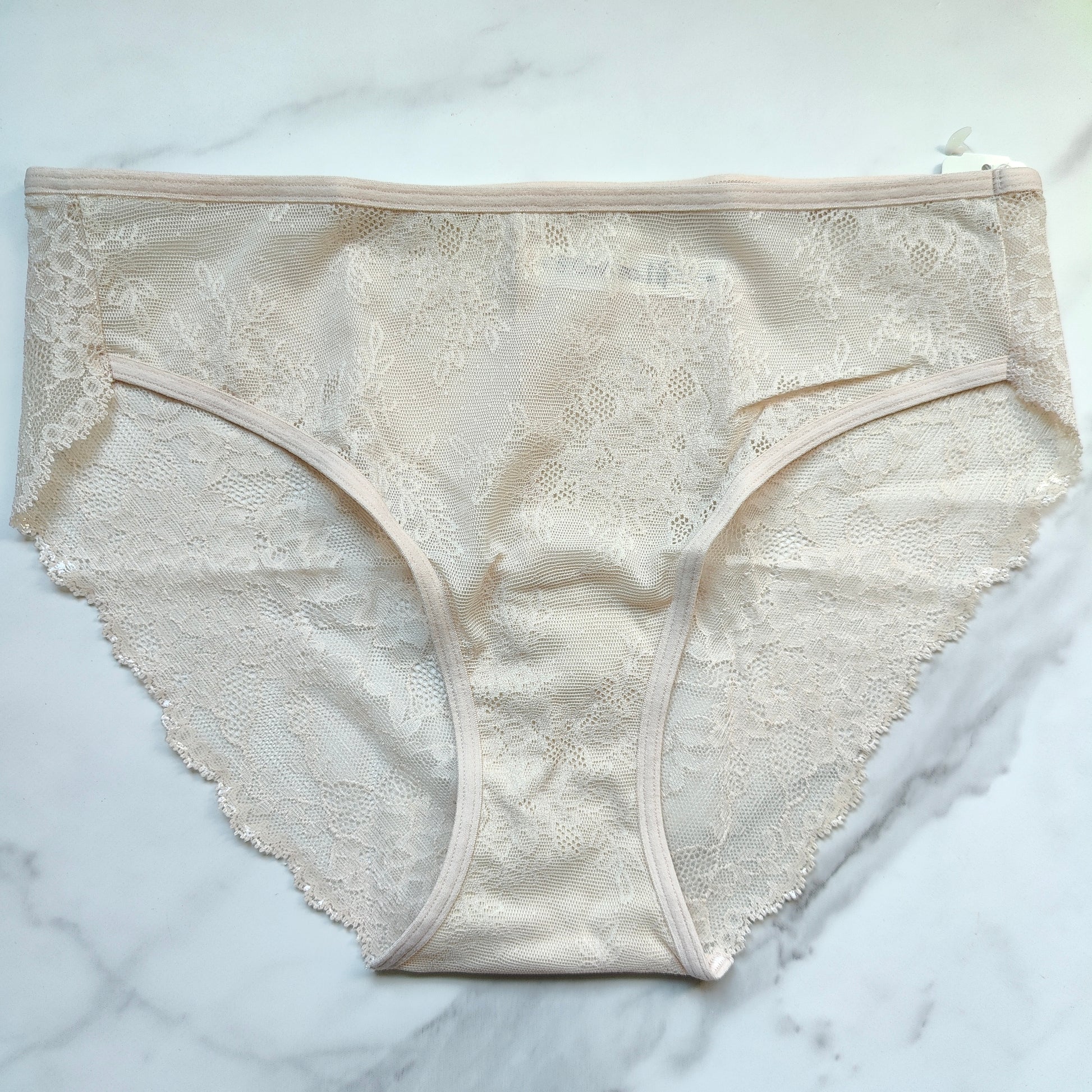 Soma Vanishing Edge Microfiber with Lace Hipster Underwear, White