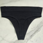 Seamless Ribbed Hi-Cut Thong Panty
