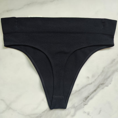 Seamless Ribbed Hi-Cut Thong Panty