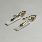 Sofiya Handmade 18K Gold Plated Copper Cubic Zirconia and Mother of Pearl Shell Earrings