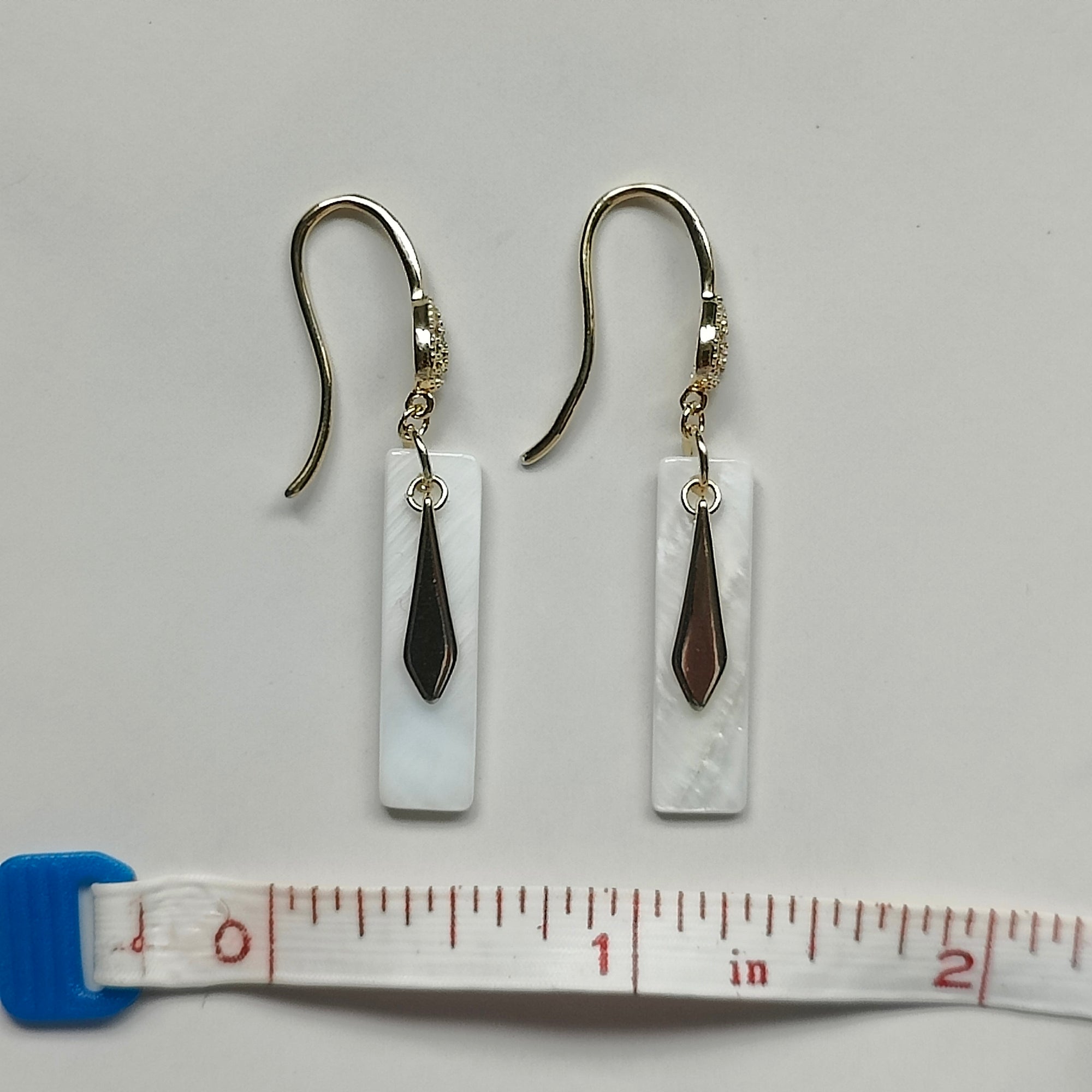 Sofiya Handmade 18K Gold Plated Copper Cubic Zirconia and Mother of Pearl Shell Earrings