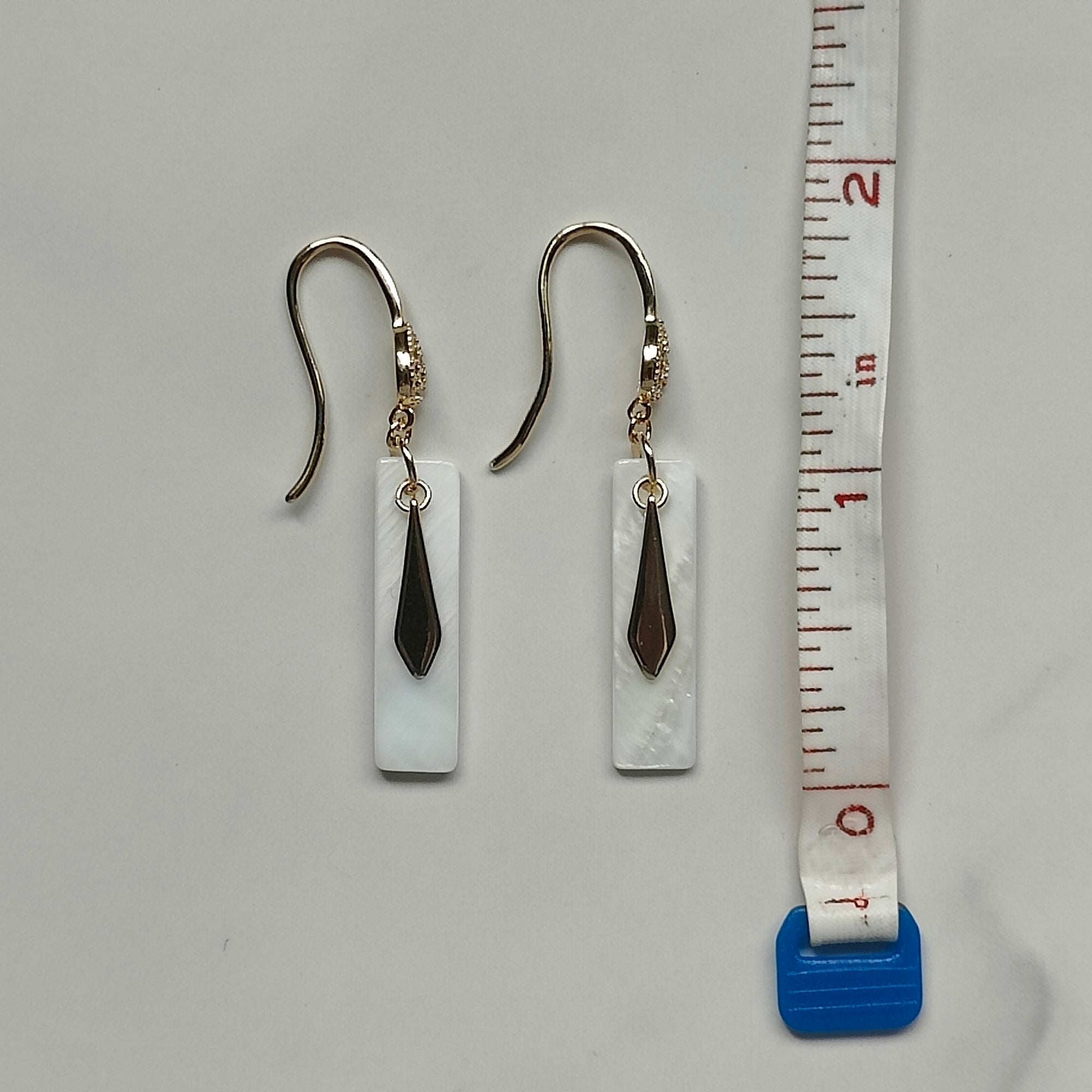 Sofiya Handmade 18K Gold Plated Copper Cubic Zirconia and Mother of Pearl Shell Earrings