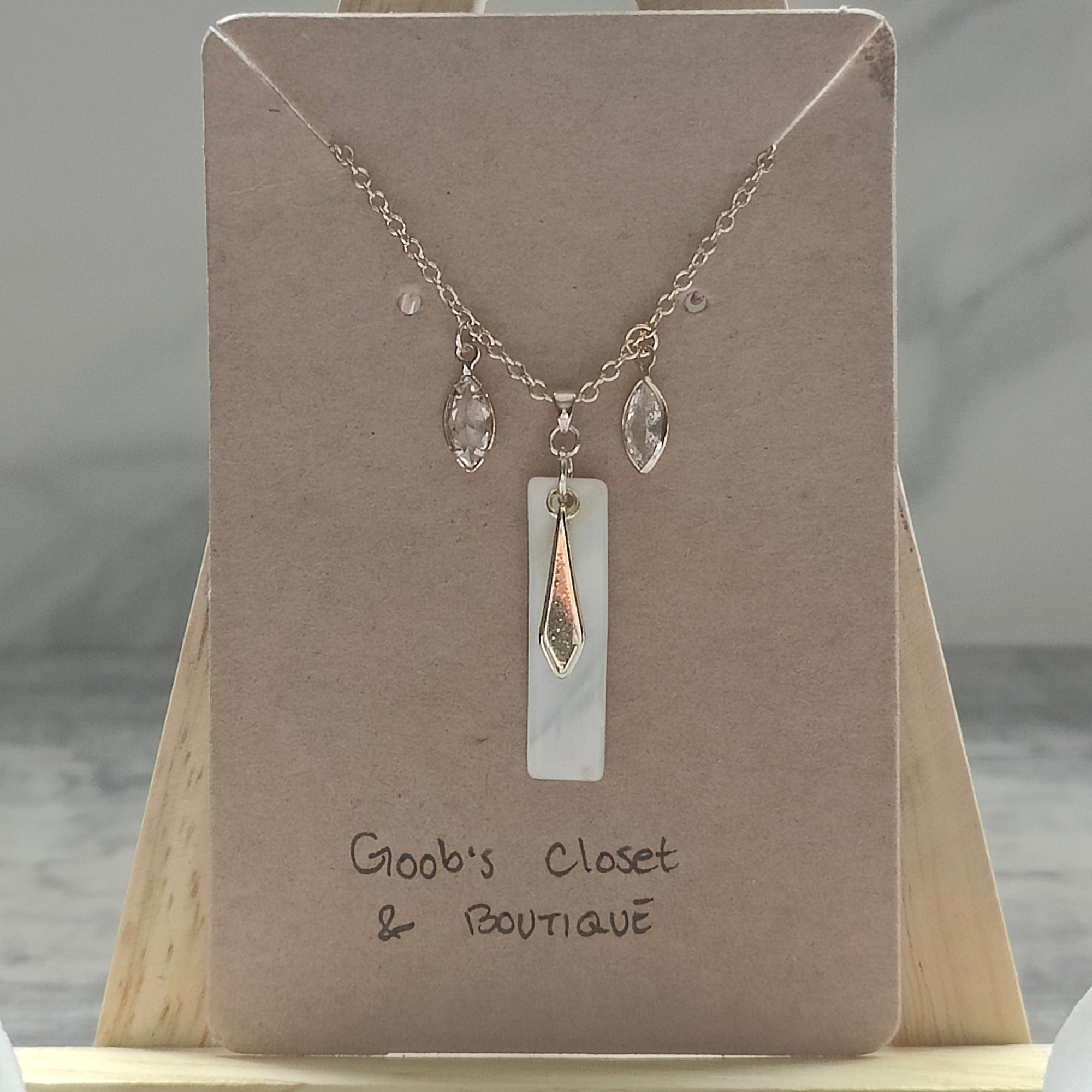 Sofiya Handmade 18K Gold Plated Copper Cubic Zirconia and Mother of Pearl Shell Necklace