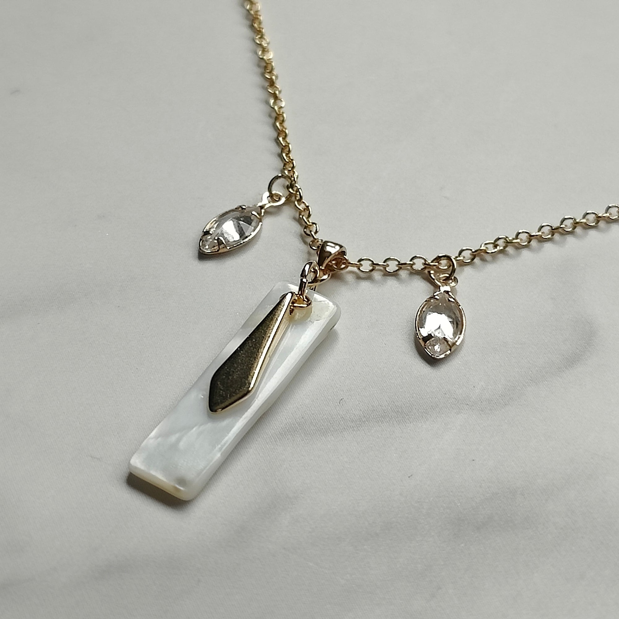 Sofiya Handmade 18K Gold Plated Copper Cubic Zirconia and Mother of Pearl Shell Necklace