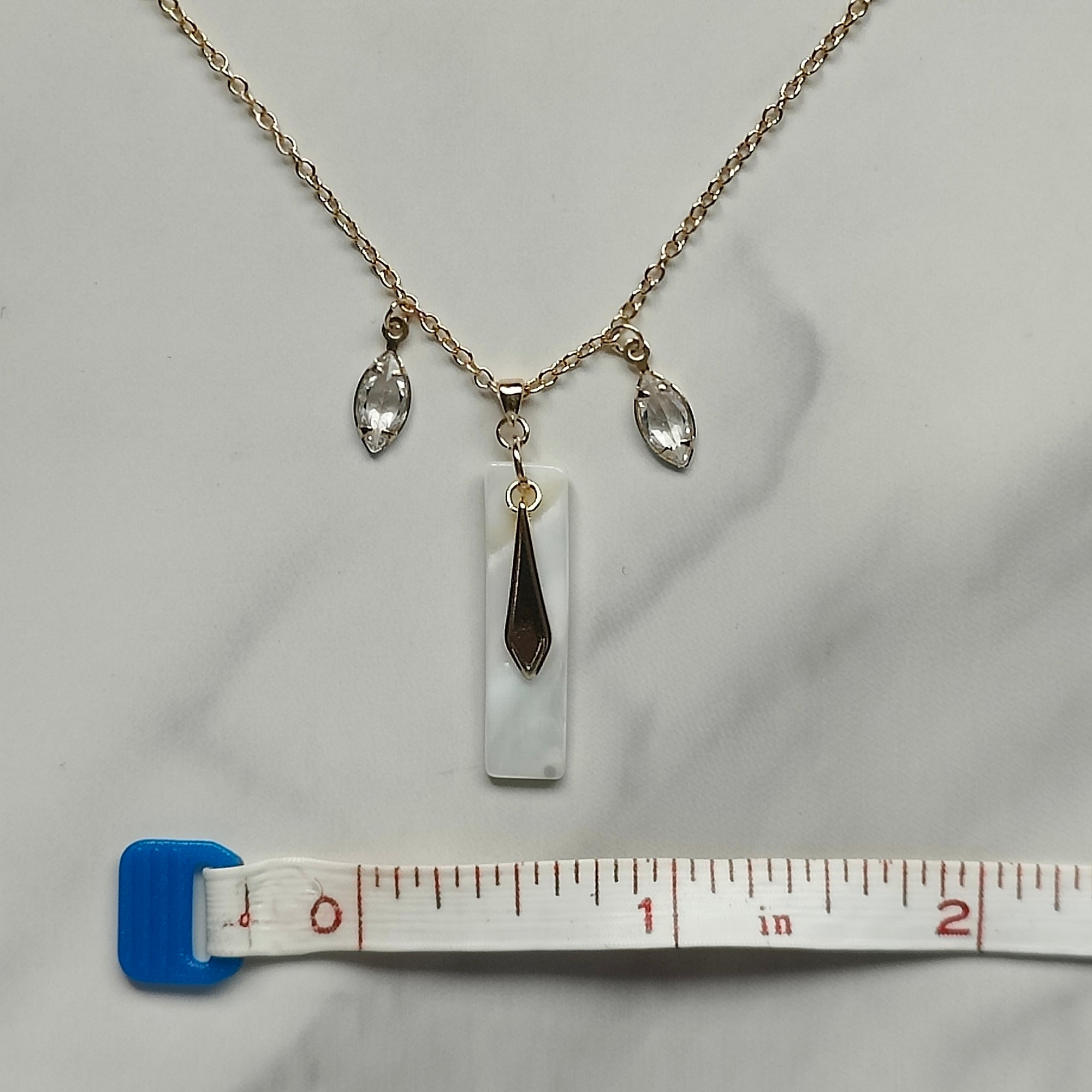 Sofiya Handmade 18K Gold Plated Copper Cubic Zirconia and Mother of Pearl Shell Necklace