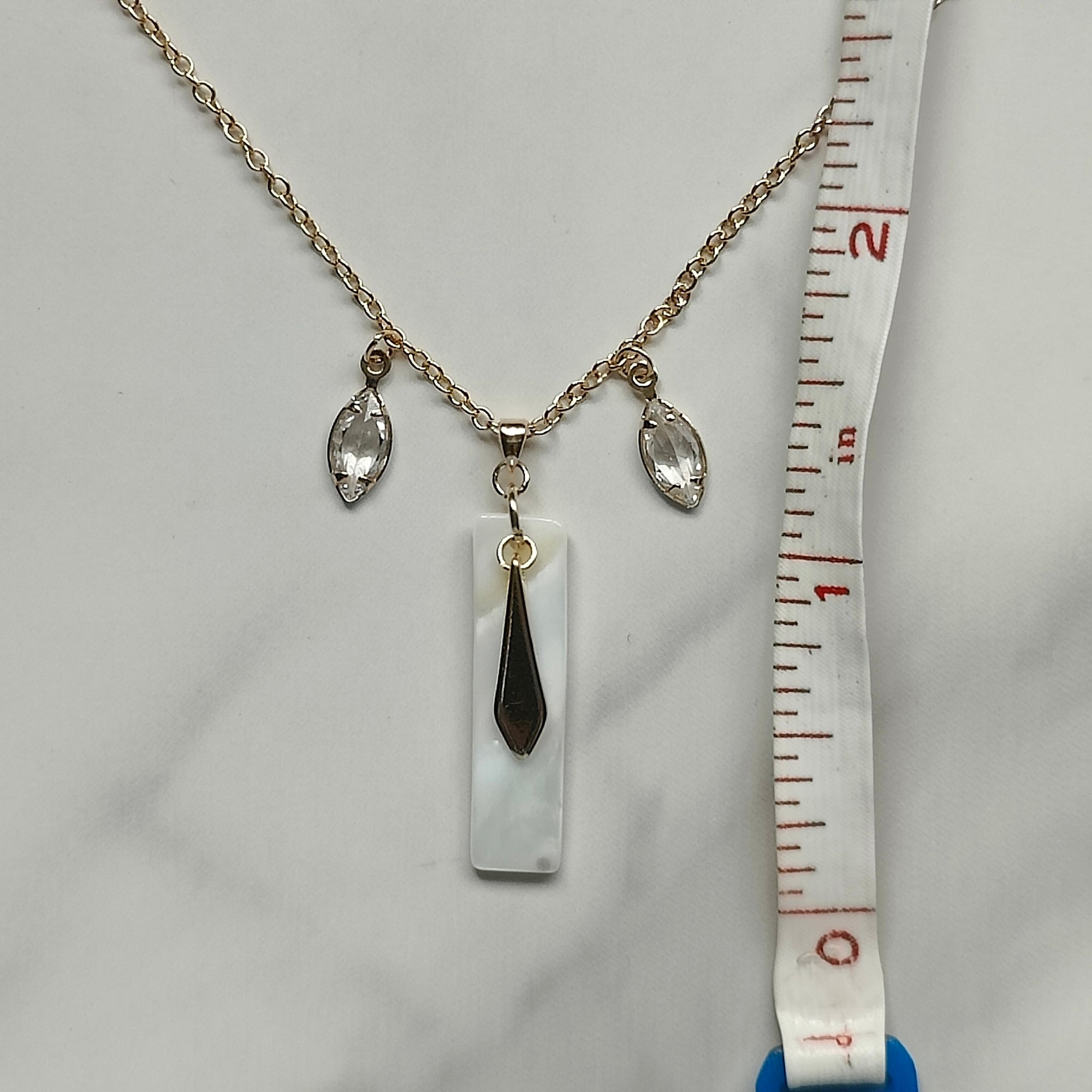 Sofiya Handmade 18K Gold Plated Copper Cubic Zirconia and Mother of Pearl Shell Necklace