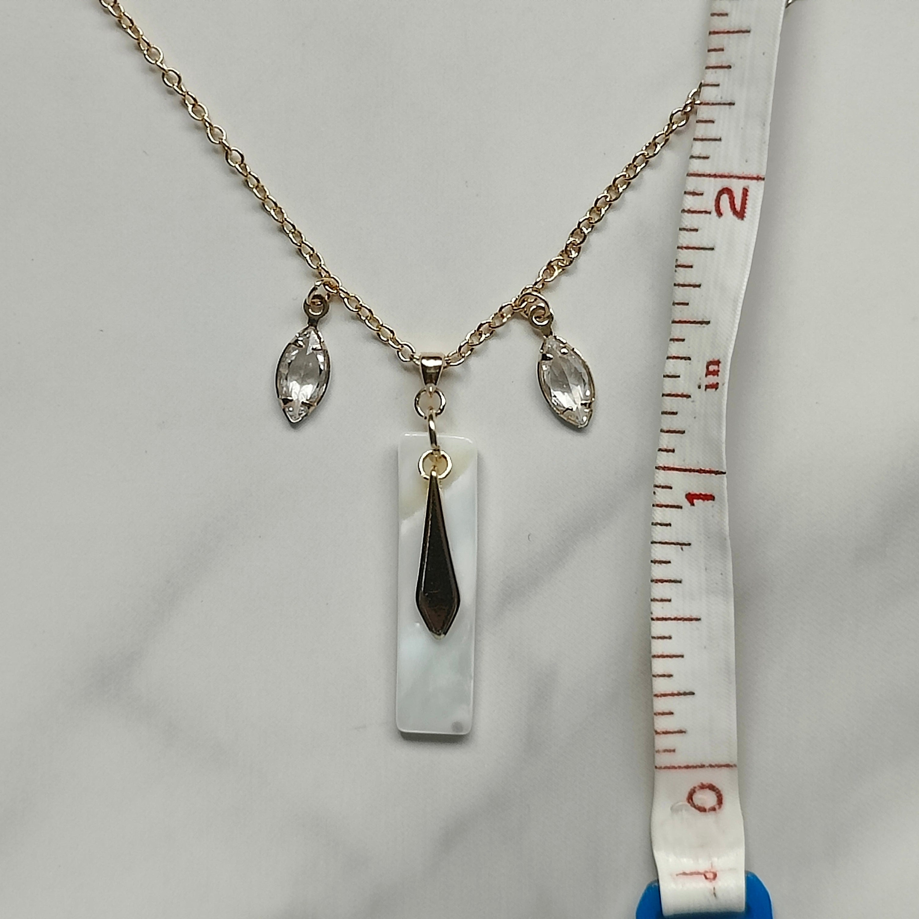 Sofiya Handmade 18K Gold Plated Copper Cubic Zirconia and Mother of Pearl Shell Necklace