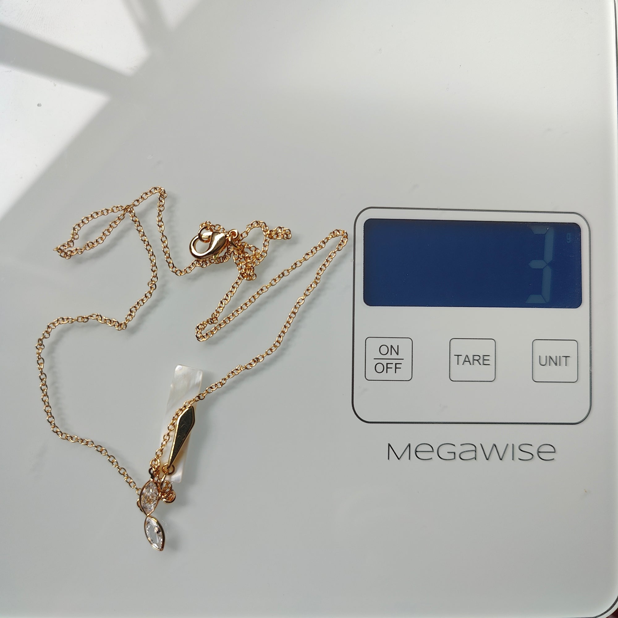 Sofiya Handmade 18K Gold Plated Copper Cubic Zirconia and Mother of Pearl Shell Necklace
