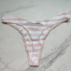 Ribbed Stretch Cotton High-Leg Scoop Thong Panty