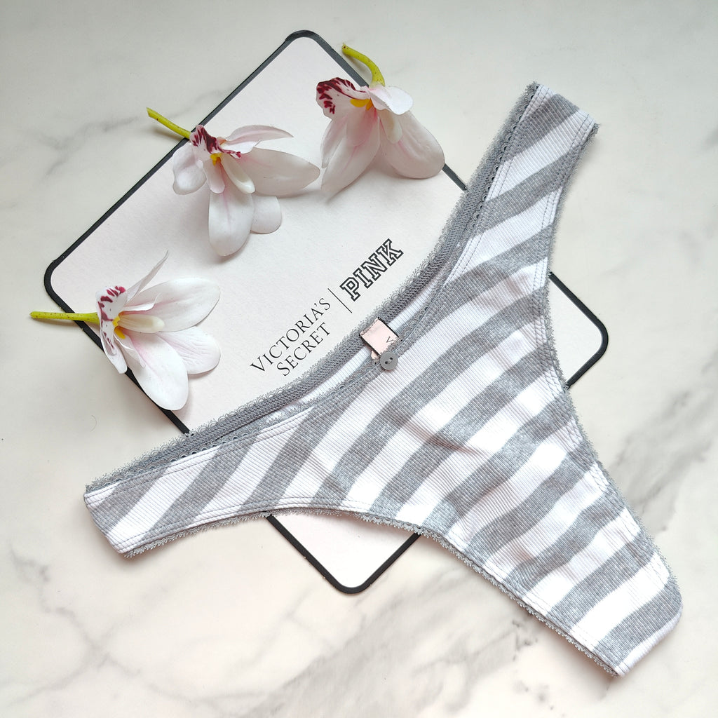 Ribbed Stretch Cotton High-Leg Scoop Thong Panty