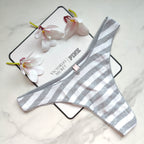 Ribbed Stretch Cotton High-Leg Scoop Thong Panty