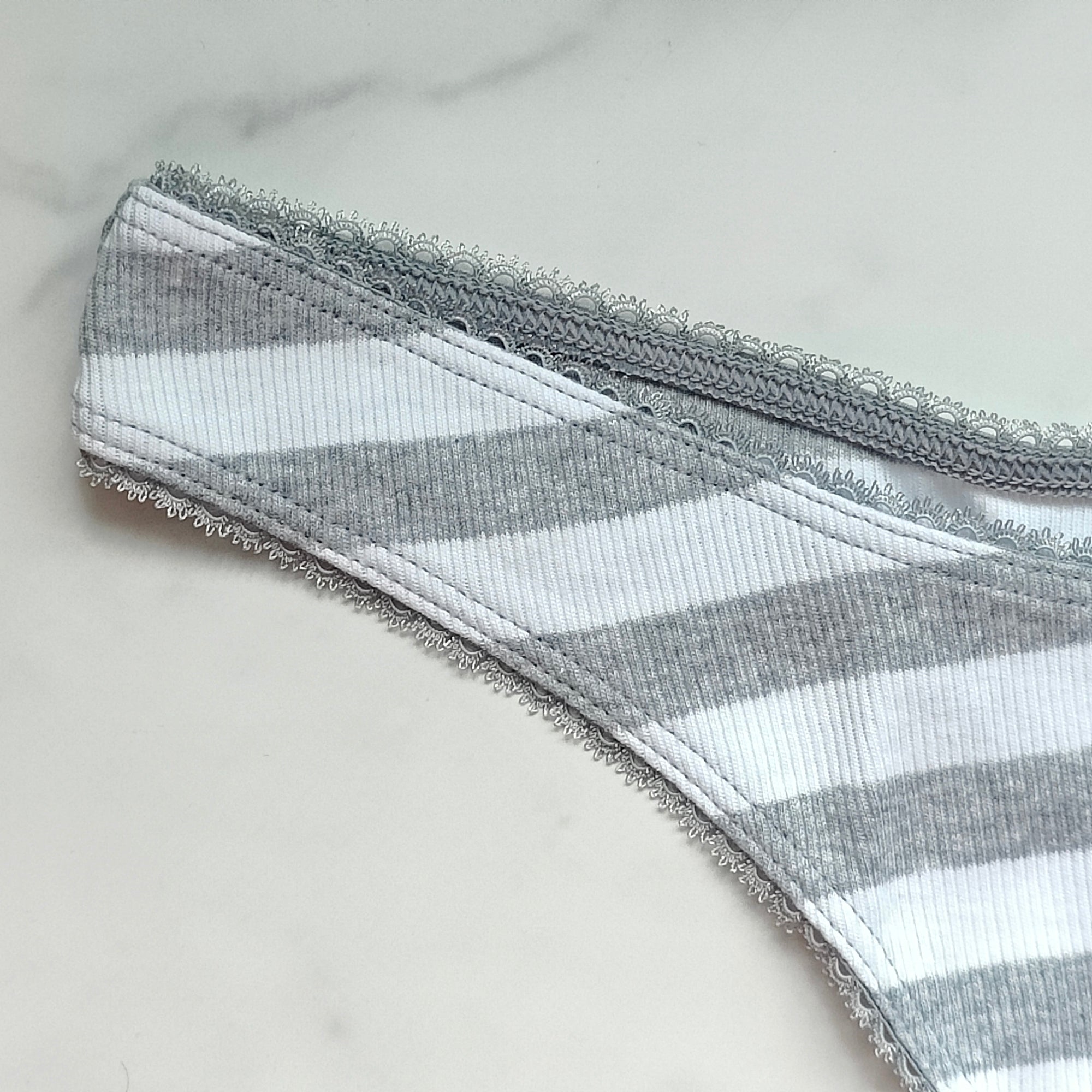 Ribbed Stretch Cotton High-Leg Scoop Thong Panty