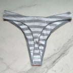 Ribbed Stretch Cotton High-Leg Scoop Thong Panty