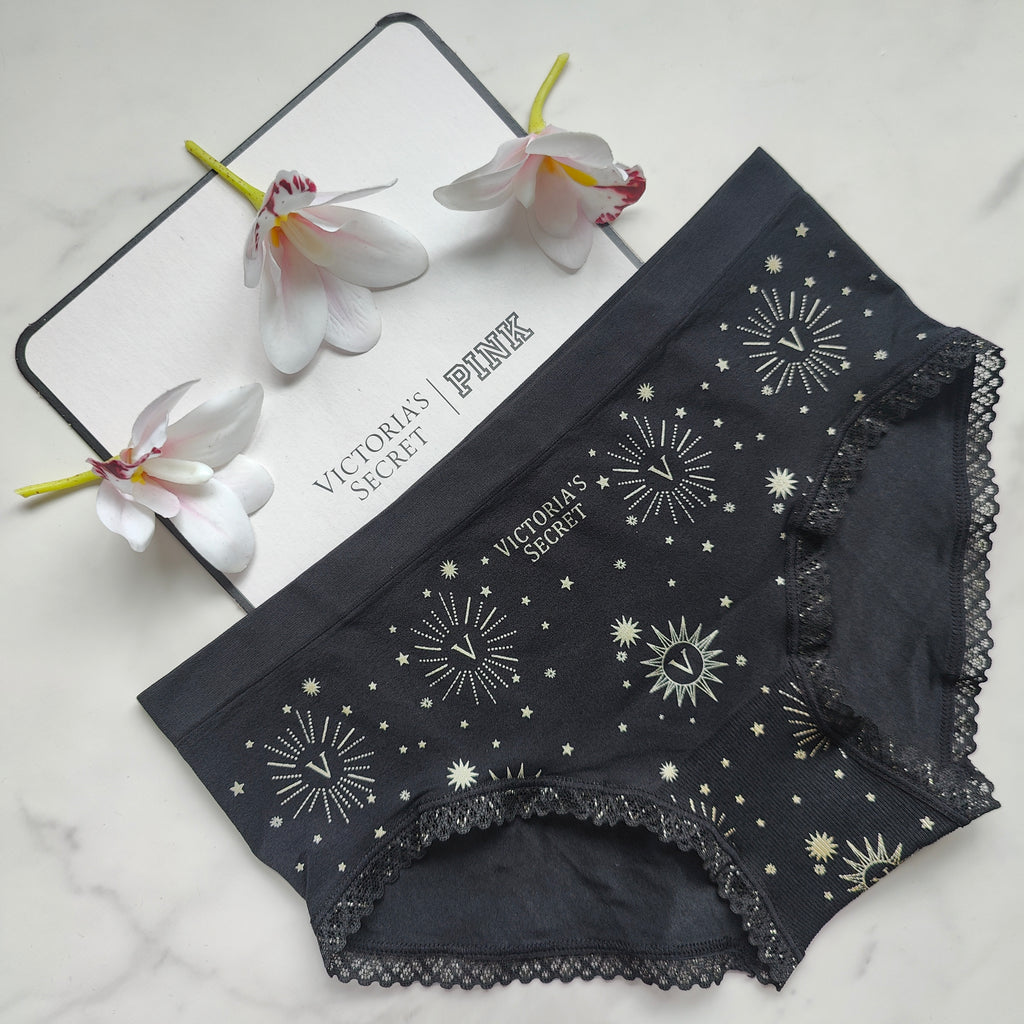 Metallic Logo Seamless Foil & Lace Hiphugger Panty