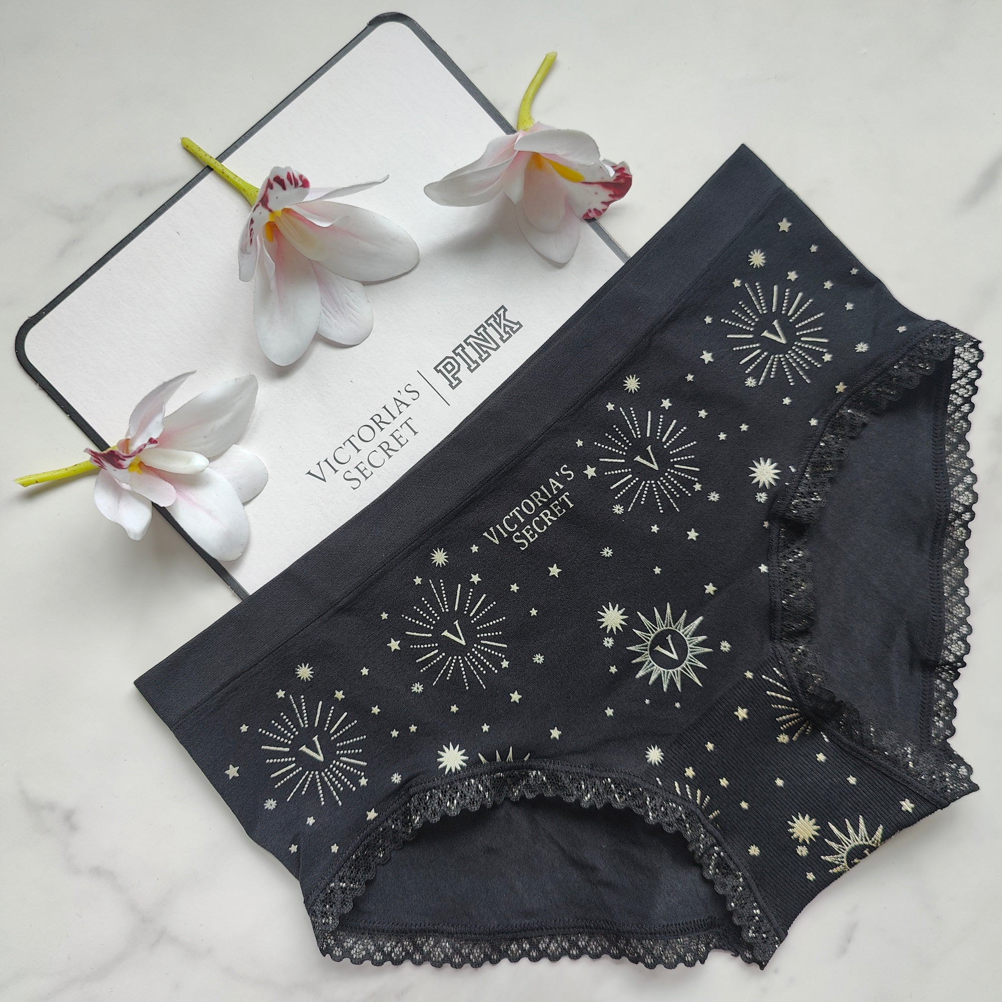 Metallic Logo Seamless Foil & Lace Hiphugger Panty