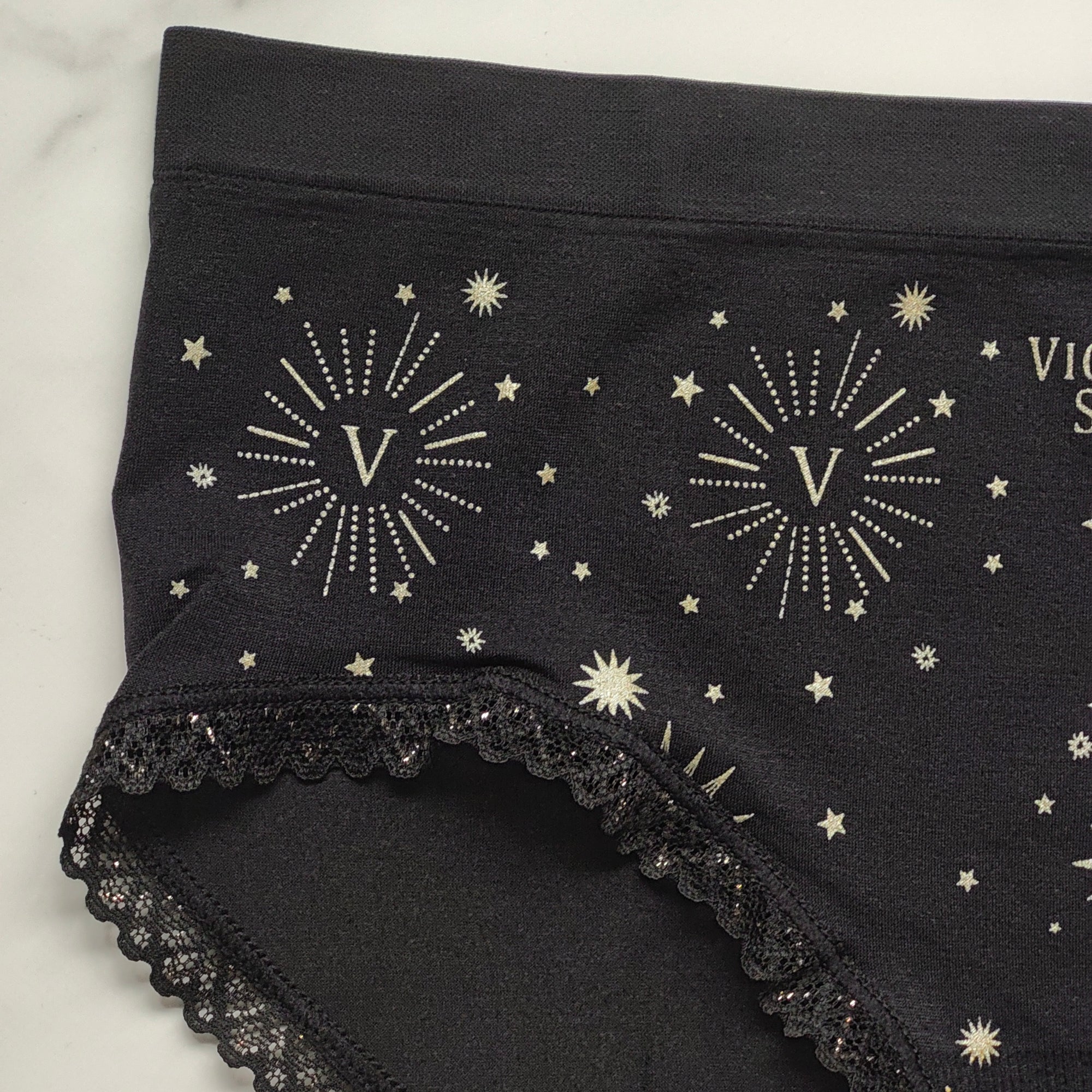 Metallic Logo Seamless Foil & Lace Hiphugger Panty