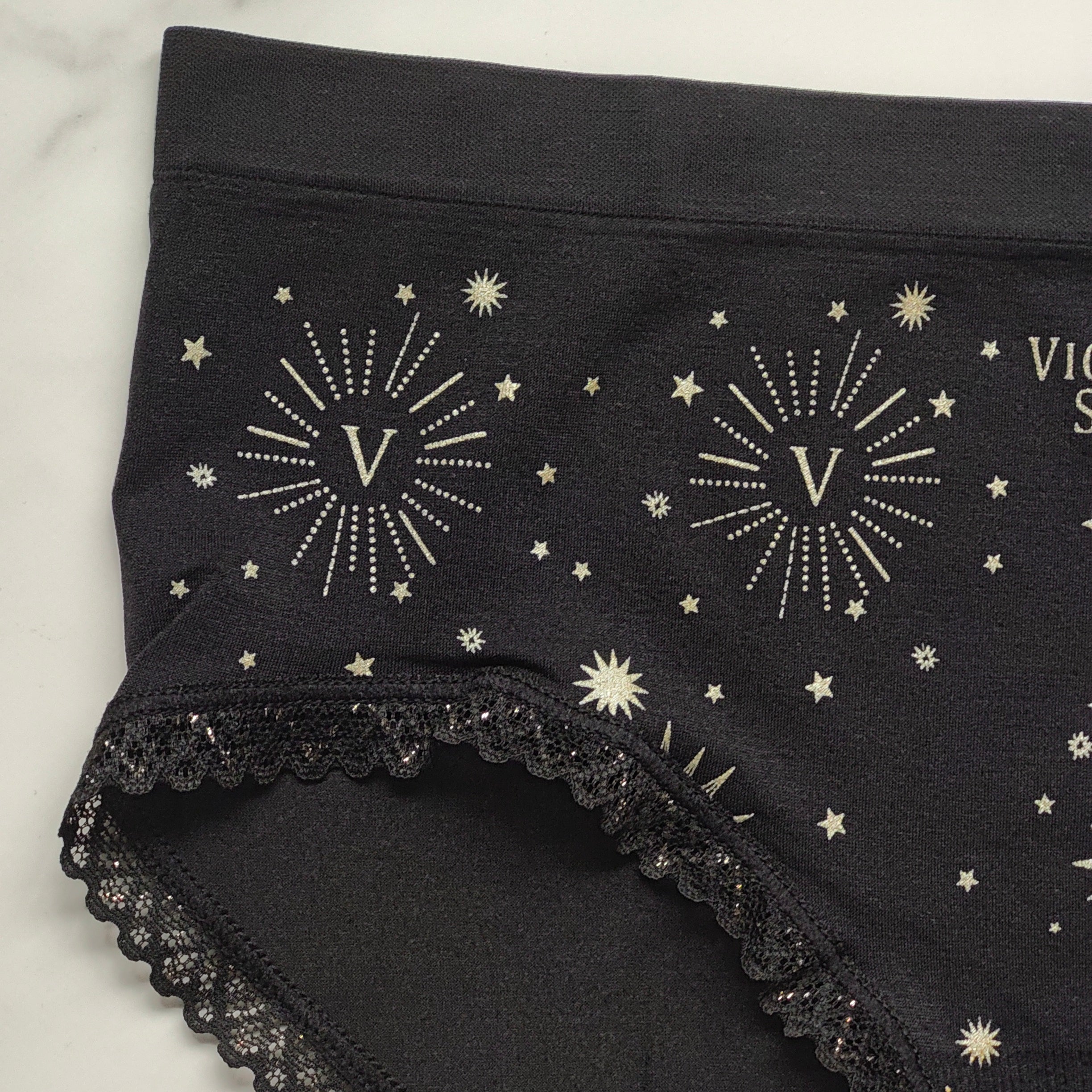 Metallic Logo Seamless Foil & Lace Hiphugger Panty