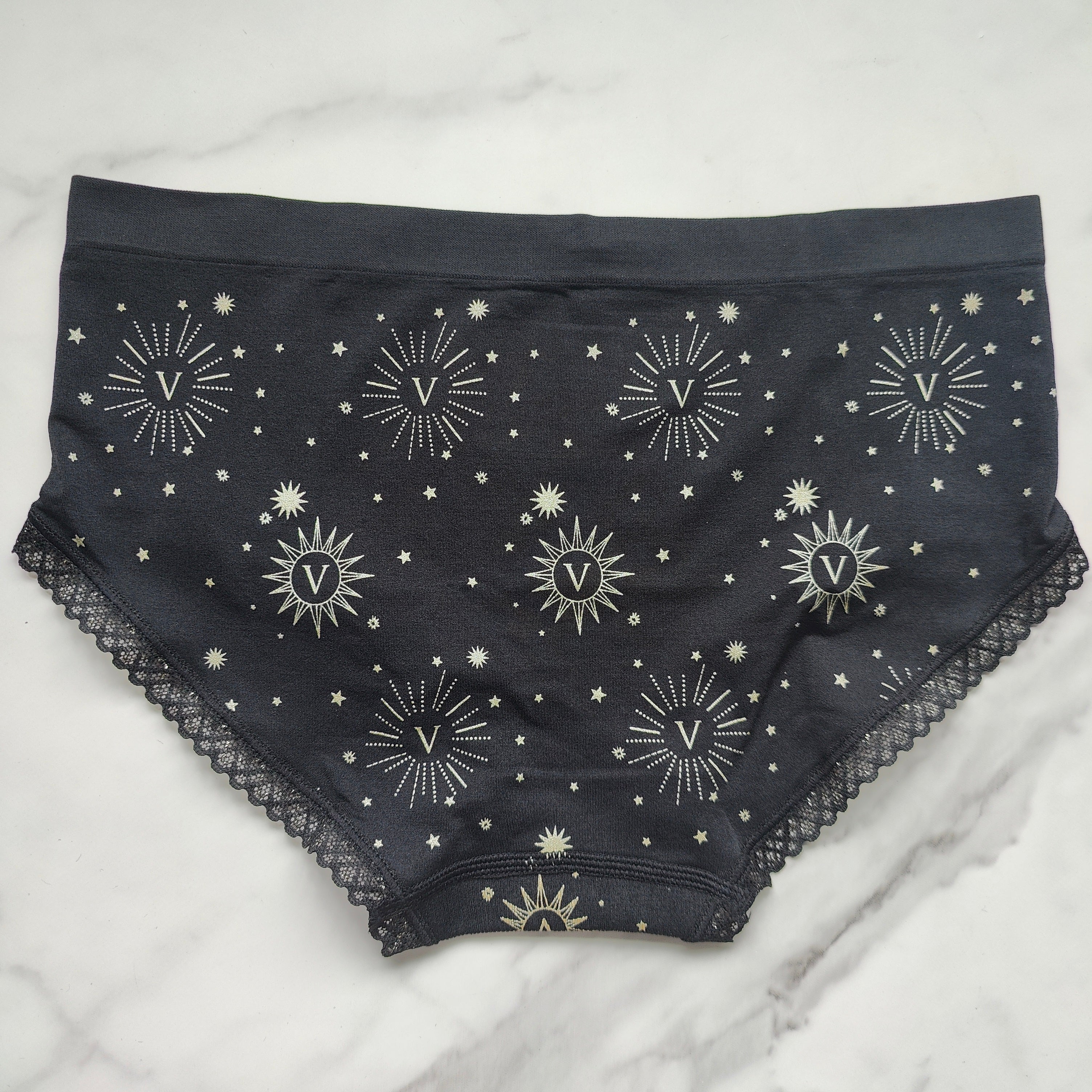Metallic Logo Seamless Foil & Lace Hiphugger Panty